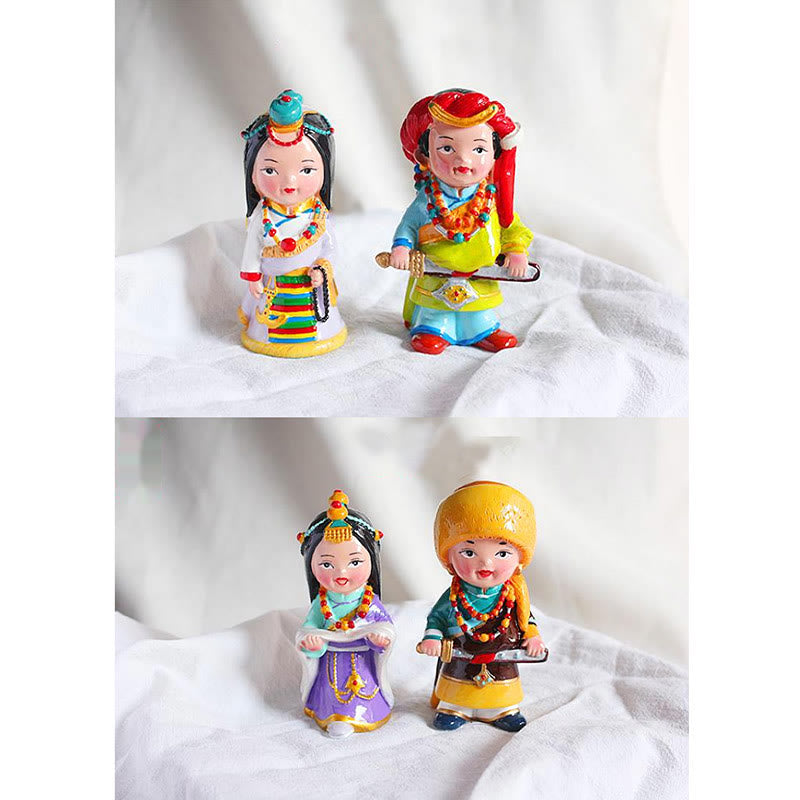 Figurines spirituelles tibétaines peintes à la main de 11 cm