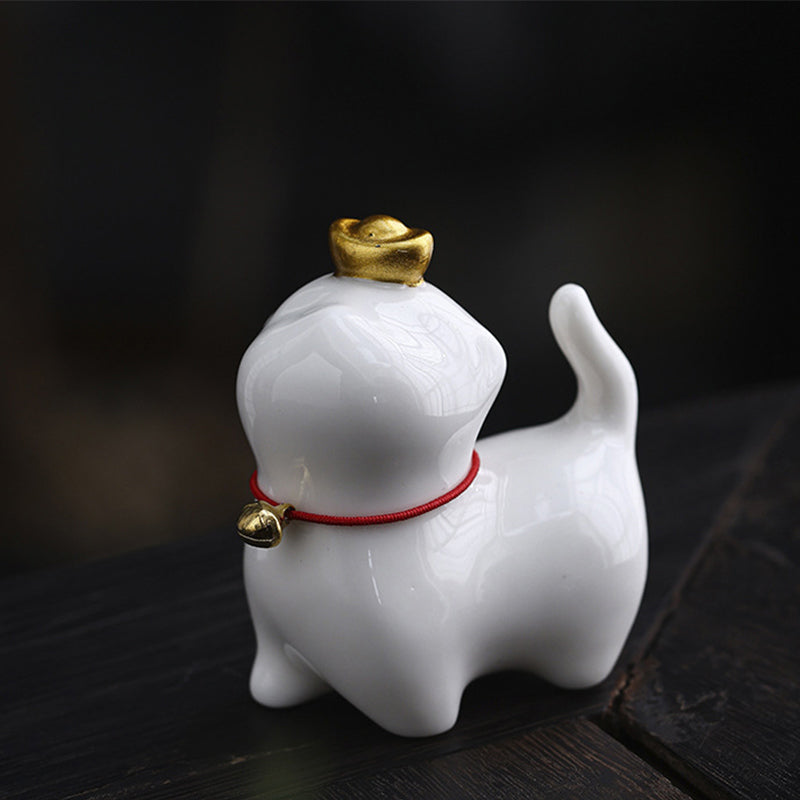 Mini Lucky Cat Ceramic Figurine for Luck and Prosperity