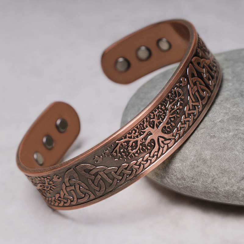 Copper Tree of Life Adjustable Cuff Bracelet for Balance