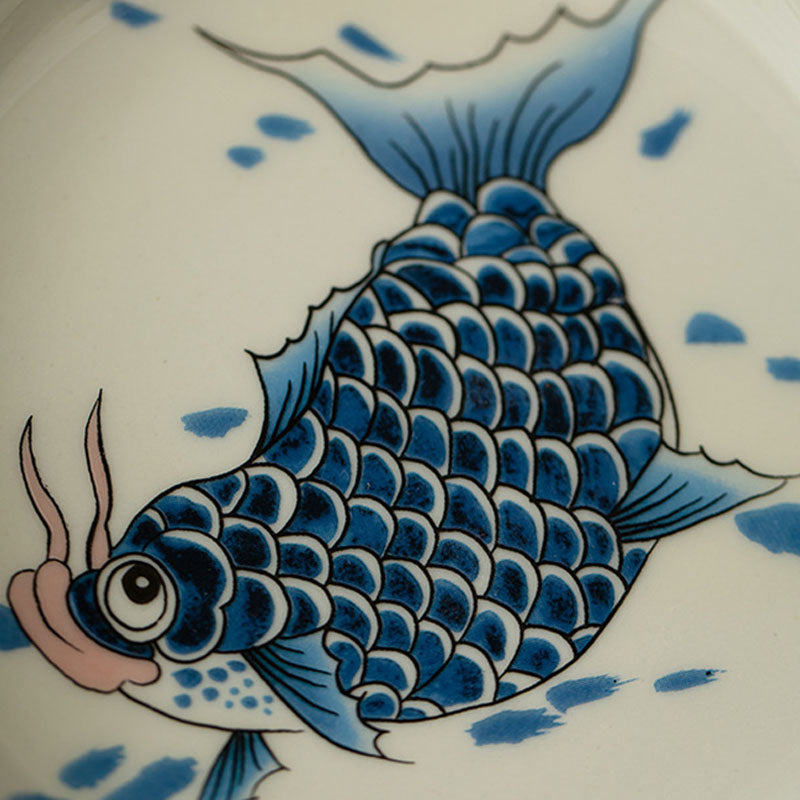 Red Ceramic Koi Fish Gaiwan Teacup 130ml for Tea Rituals