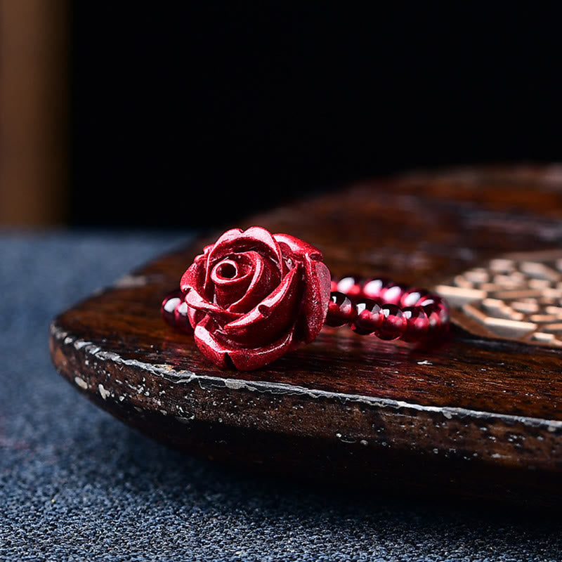 Adjustable Garnet PiXiu Ring with Om Mani Padme Hum for Protection