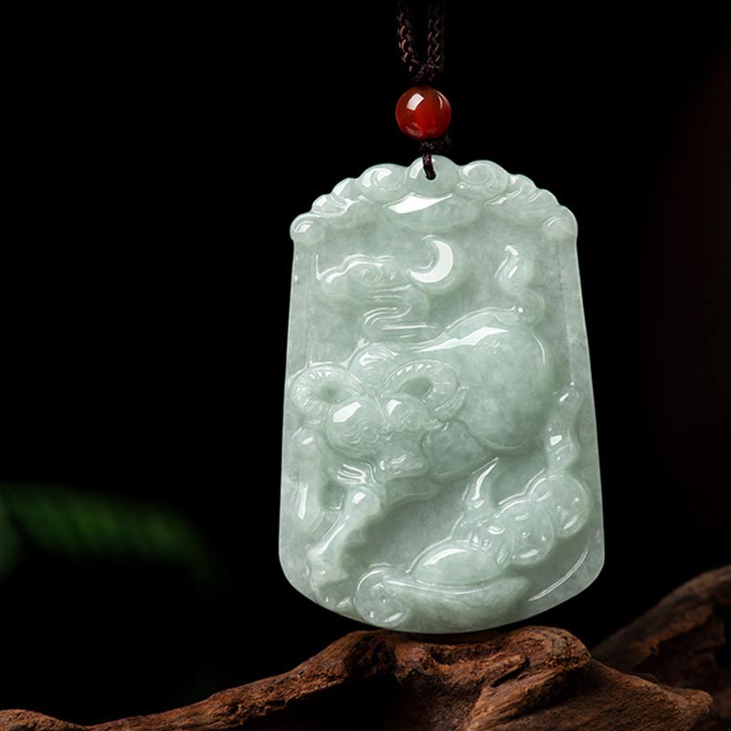 Unisex Jade Necklace with 12 Chinese Zodiac Pendants for Abundance
