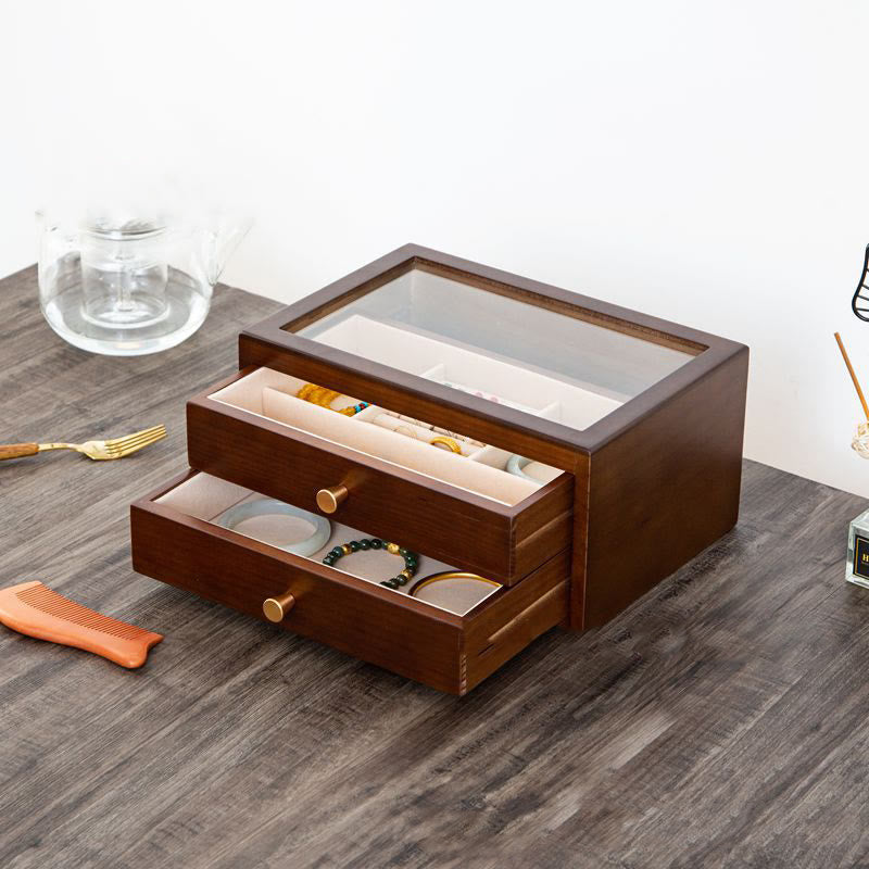 Three Layers Solid Wood Jewelry Box with Drawer | Spiritual Storage