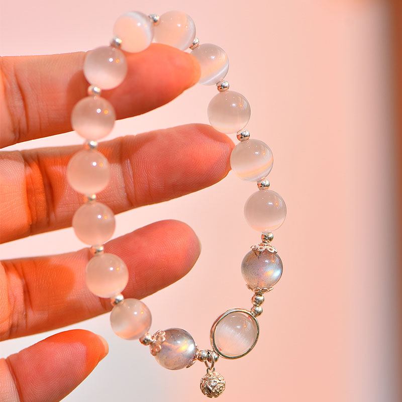 8mm Cat Eye Moonstone Love Bracelet for Support