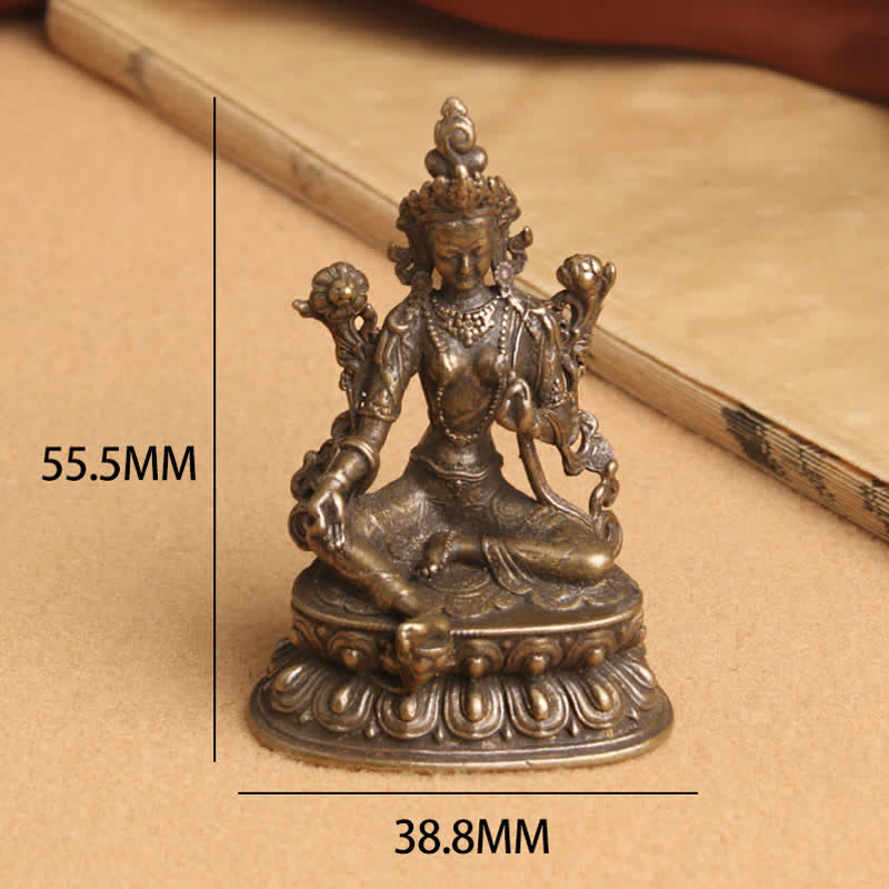 Bodhisattva Green Tara Copper Statue 55.5mm Calm Hope