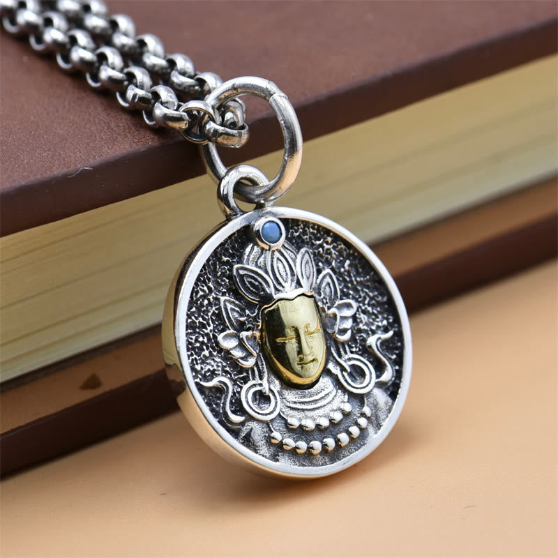 925 Sterling Silver Green Tara Double Dorje Vajra Spiritual Necklace