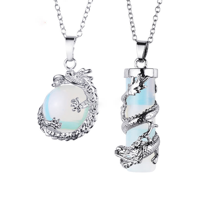 Collier boule ronde enroulée de dragon | Ambiance onyx noir