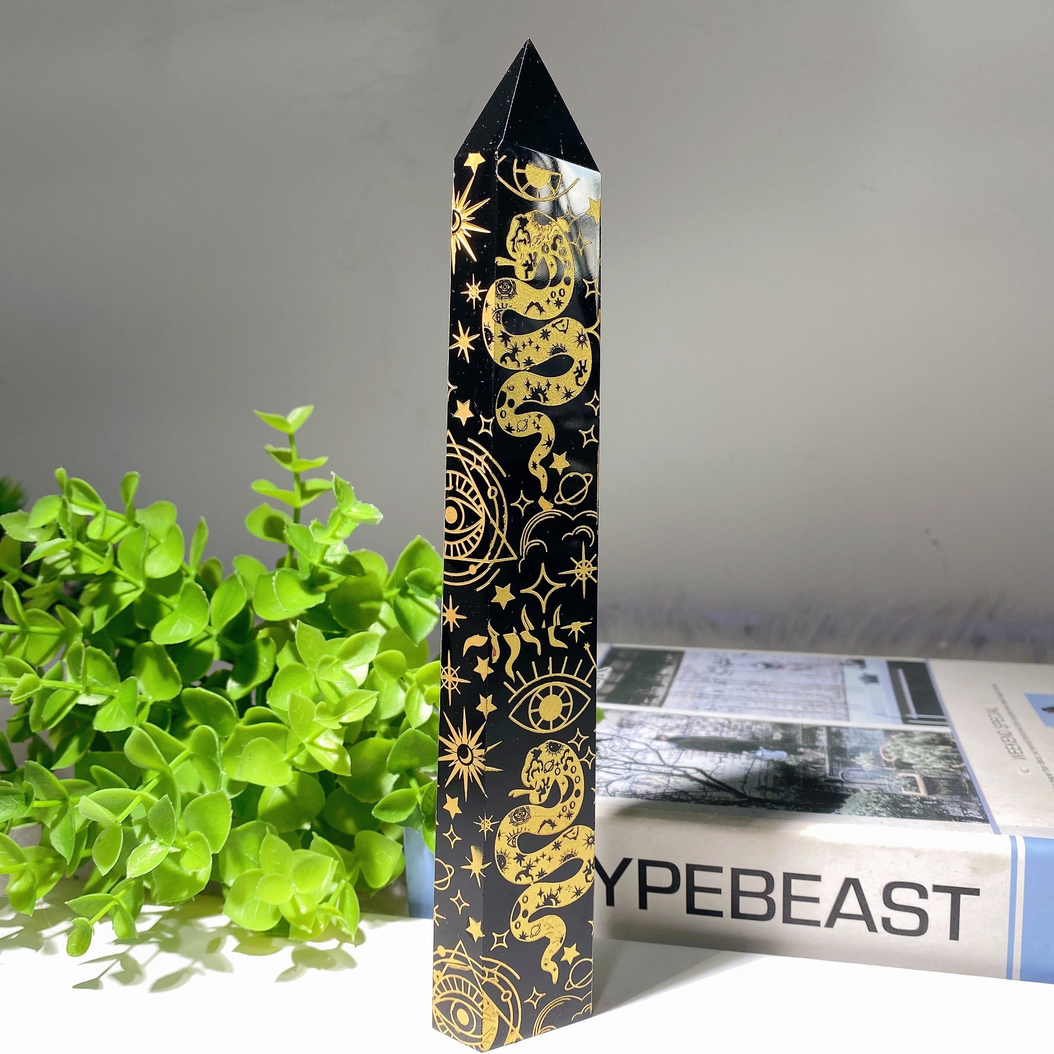 8in Black Obsidian Crystal Tower for Spiritual Healing