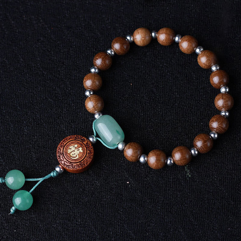 Bracelet de protection Om Mani Padme Hum en bois d'Abelia Biflora de 8 mm