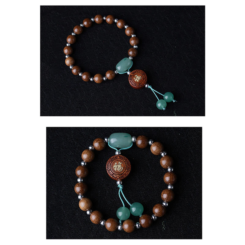 Bracelet de protection Om Mani Padme Hum en bois d'Abelia Biflora de 8 mm