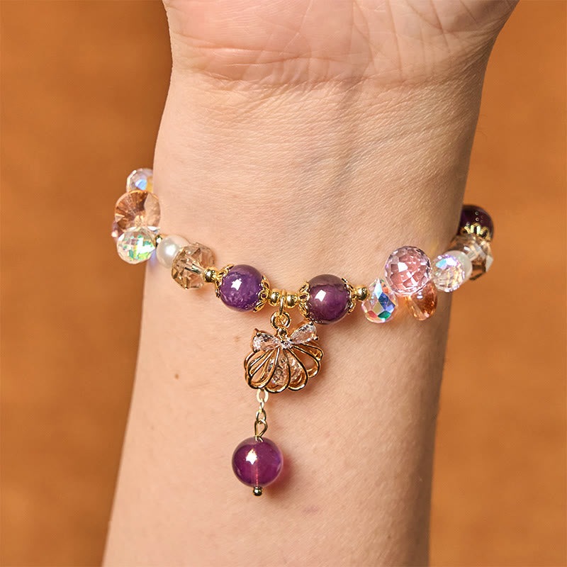 Bracelet Peace en améthyste, citrine et perles de 8 mm pour femme