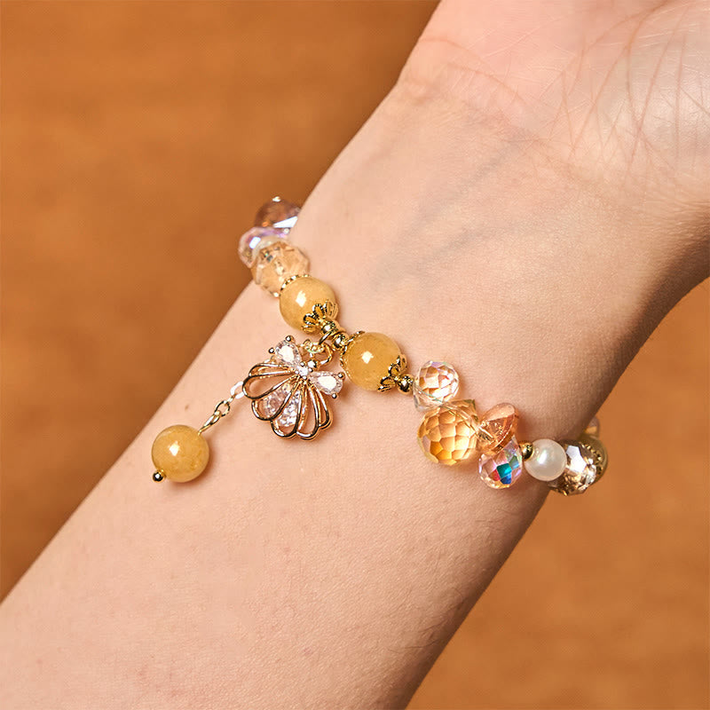 Bracelet Peace en améthyste, citrine et perles de 8 mm pour femme