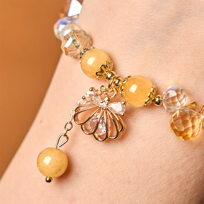 Bracelet Peace en améthyste, citrine et perles de 8 mm pour femme