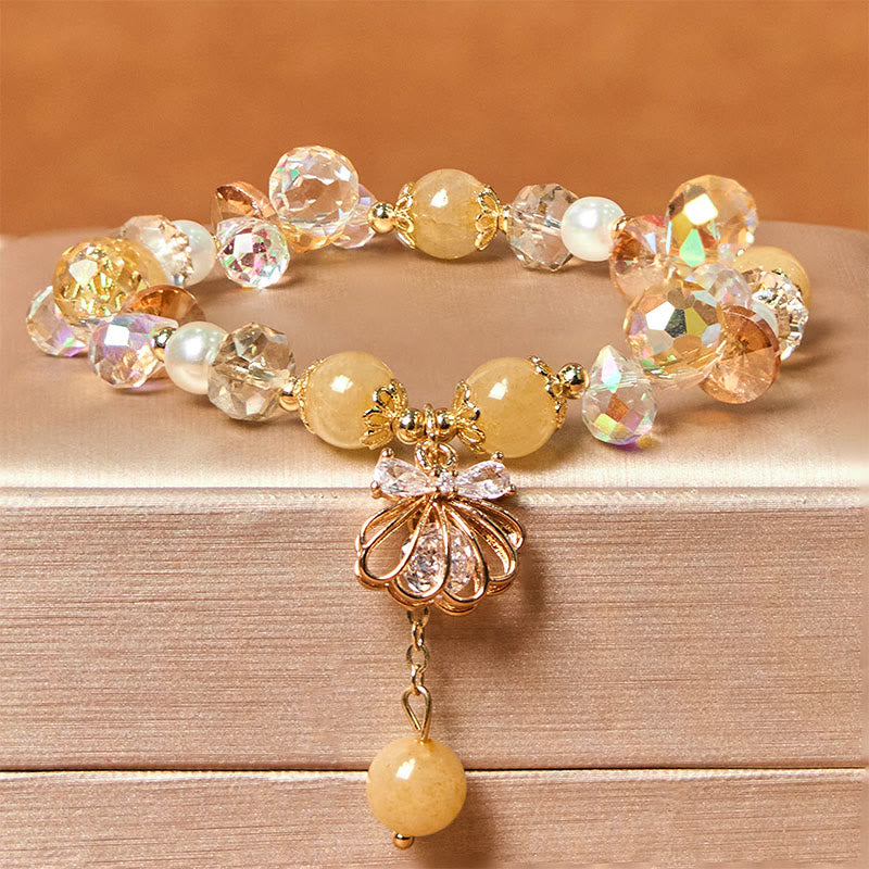 Bracelet Peace en améthyste, citrine et perles de 8 mm pour femme