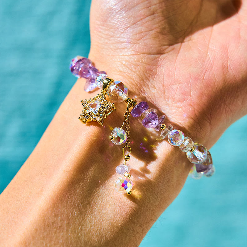 Bracelet étoile en cristal d'améthyste de 8 mm pour une transformation positive