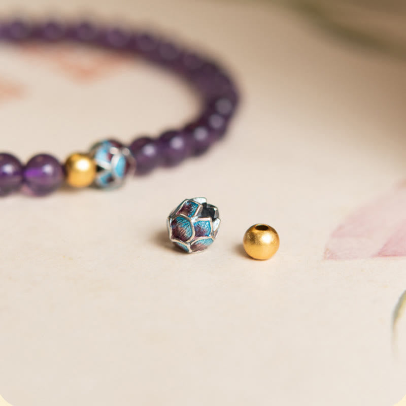 Bracelet de conscience spirituelle en améthyste lotus 8 mm