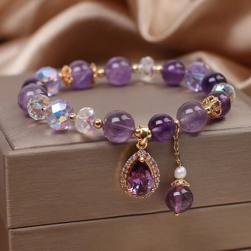 Bracelet de guérison en améthyste de 8 mm pour l'équilibre spirituel