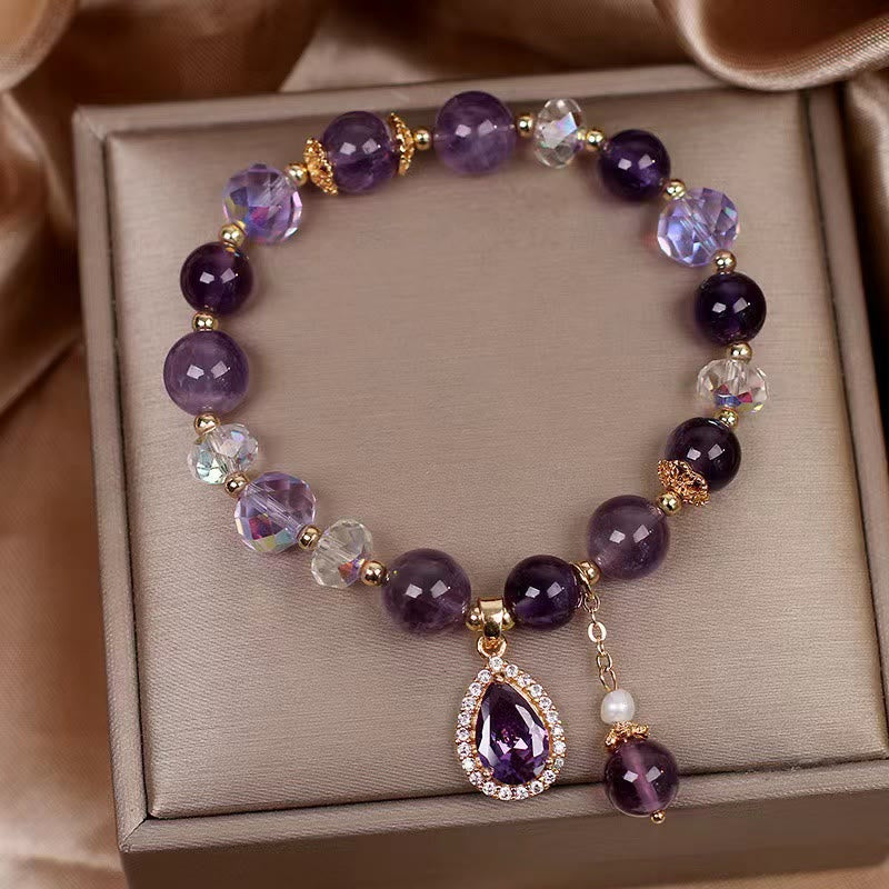 Bracelet de guérison en améthyste de 8 mm pour l'équilibre spirituel