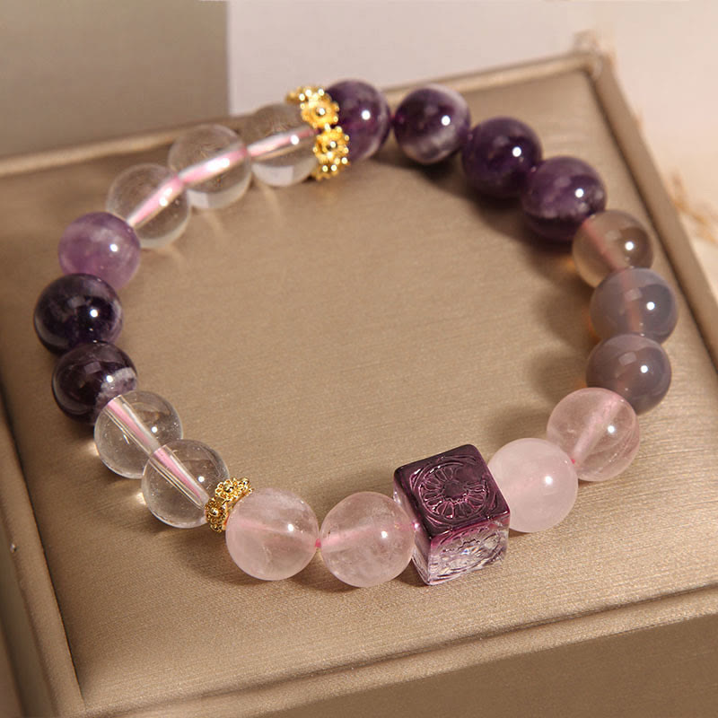 Bracelet de paix intérieure en cristal rose améthyste 8 mm