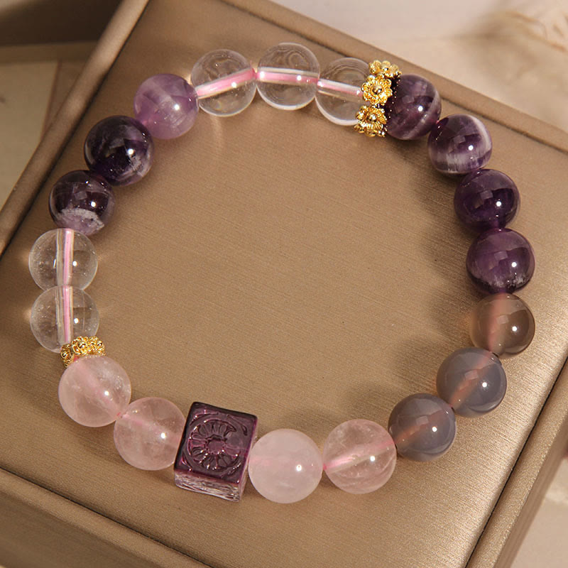 Bracelet de paix intérieure en cristal rose améthyste 8 mm