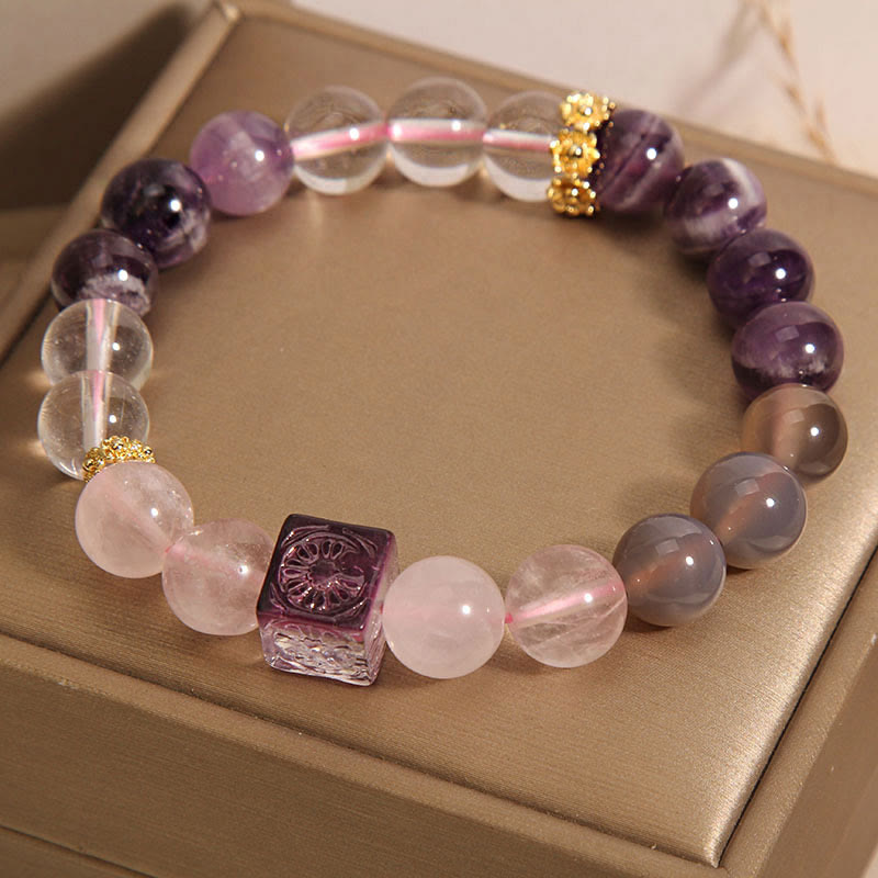 Bracelet de paix intérieure en cristal rose améthyste 8 mm