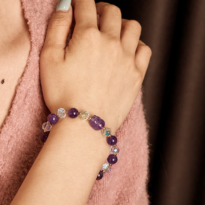 Bracelet Pixiu en améthyste de 8 mm pour l'équilibre et la protection