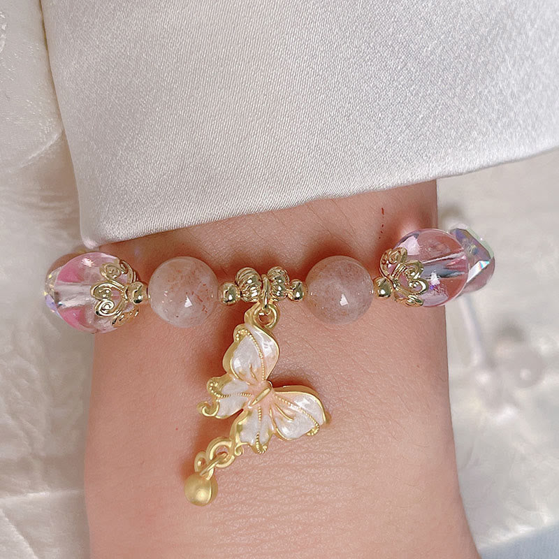 Bracelet Papillon de la Paix en Améthyste et Pierre de Soleil 8 mm