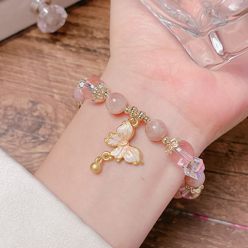Bracelet Papillon de la Paix en Améthyste et Pierre de Soleil 8 mm