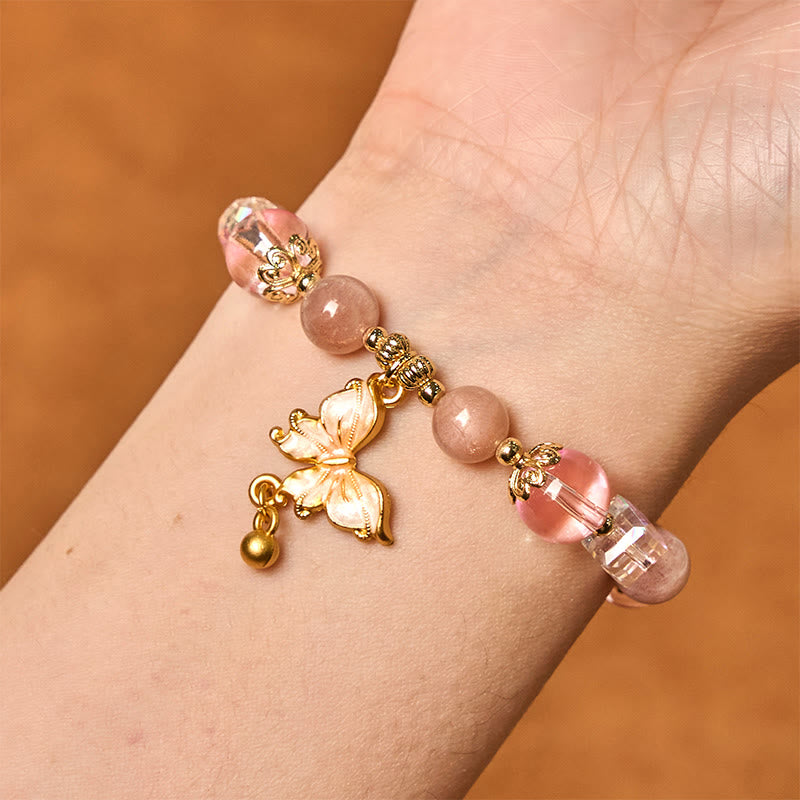 Bracelet Papillon de la Paix en Améthyste et Pierre de Soleil 8 mm