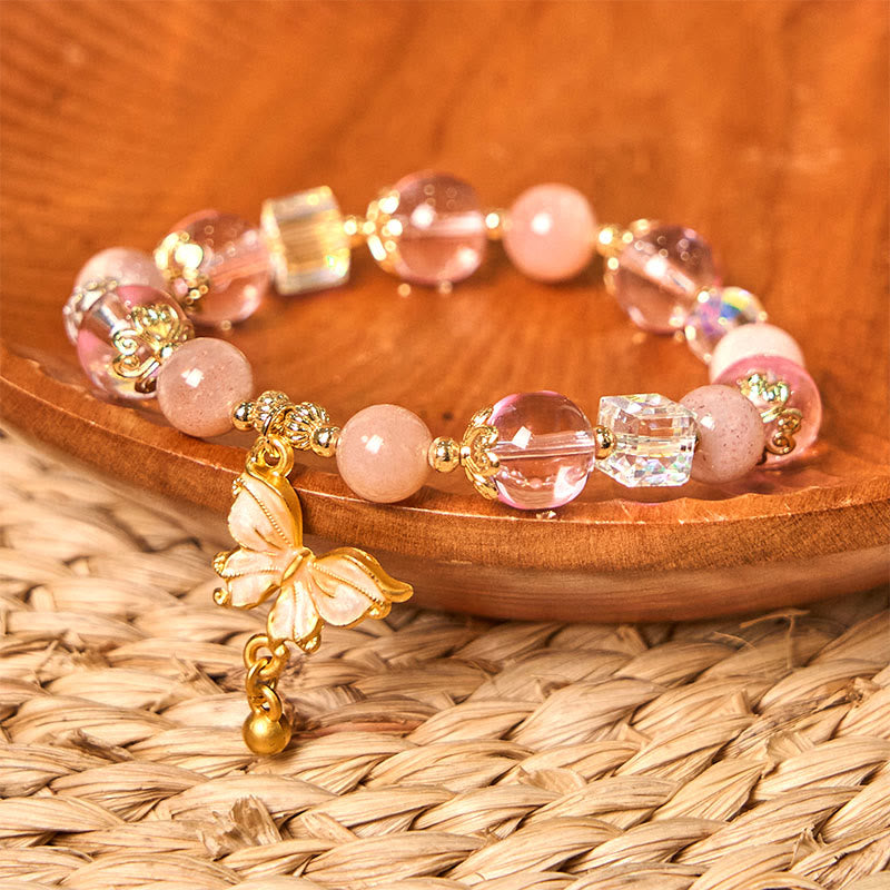 Bracelet Papillon de la Paix en Améthyste et Pierre de Soleil 8 mm