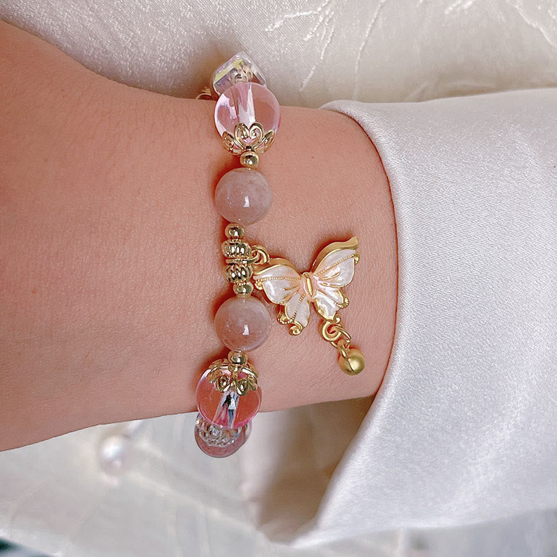 Bracelet Papillon de la Paix en Améthyste et Pierre de Soleil 8 mm