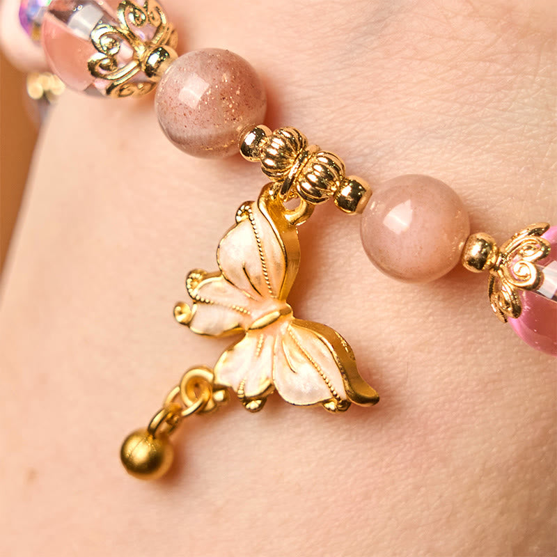 Bracelet Papillon de la Paix en Améthyste et Pierre de Soleil 8 mm