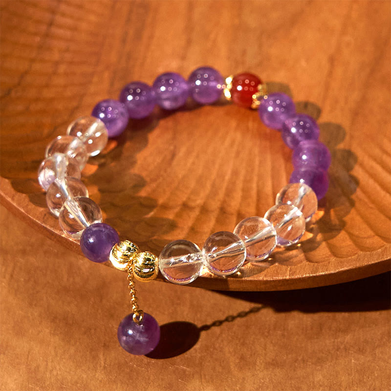 Bracelet de communication en cristal blanc améthyste 8 mm