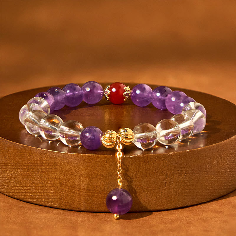 Bracelet de communication en cristal blanc améthyste 8 mm