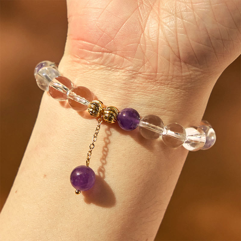 Bracelet de communication en cristal blanc améthyste 8 mm