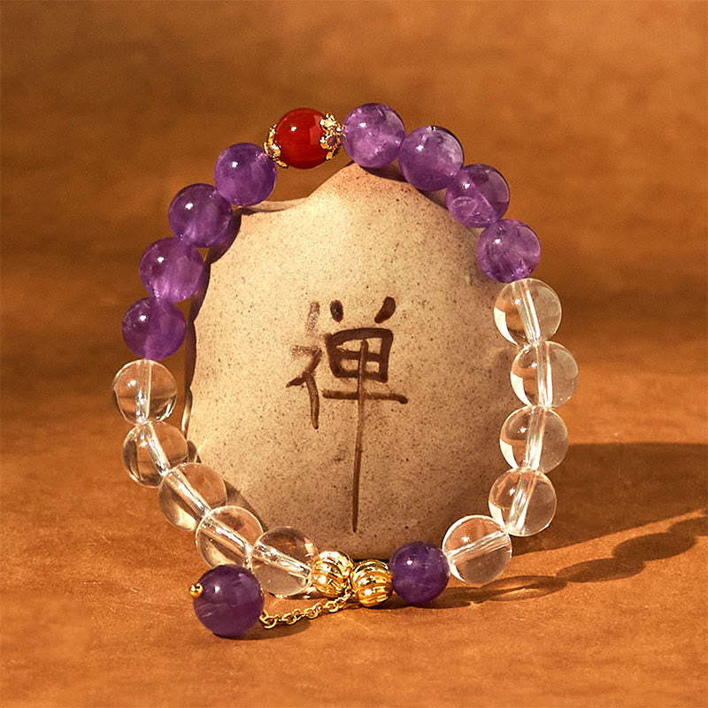 Bracelet de communication en cristal blanc améthyste 8 mm