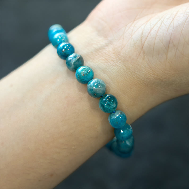 Bracelet de guérison de manifestation en apatite de 8 mm
