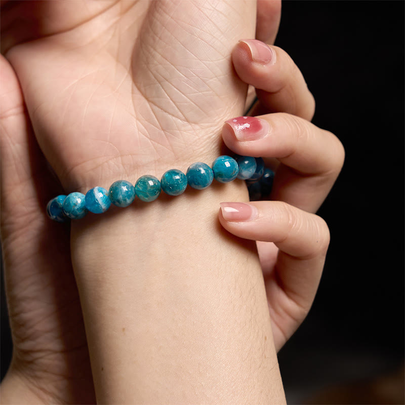 Bracelet de guérison de manifestation en apatite de 8 mm