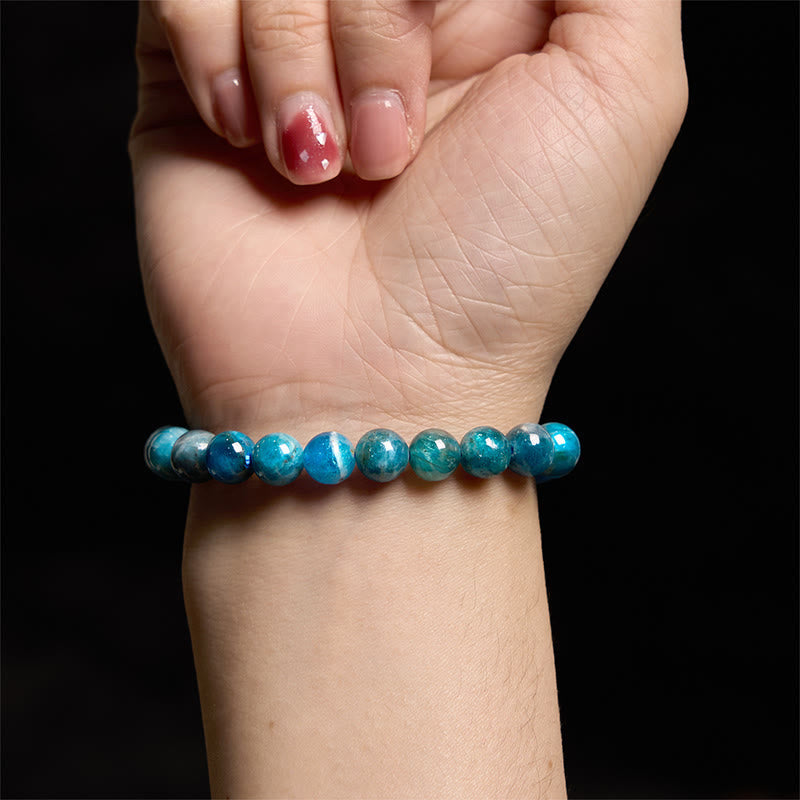 Bracelet de guérison de manifestation en apatite de 8 mm
