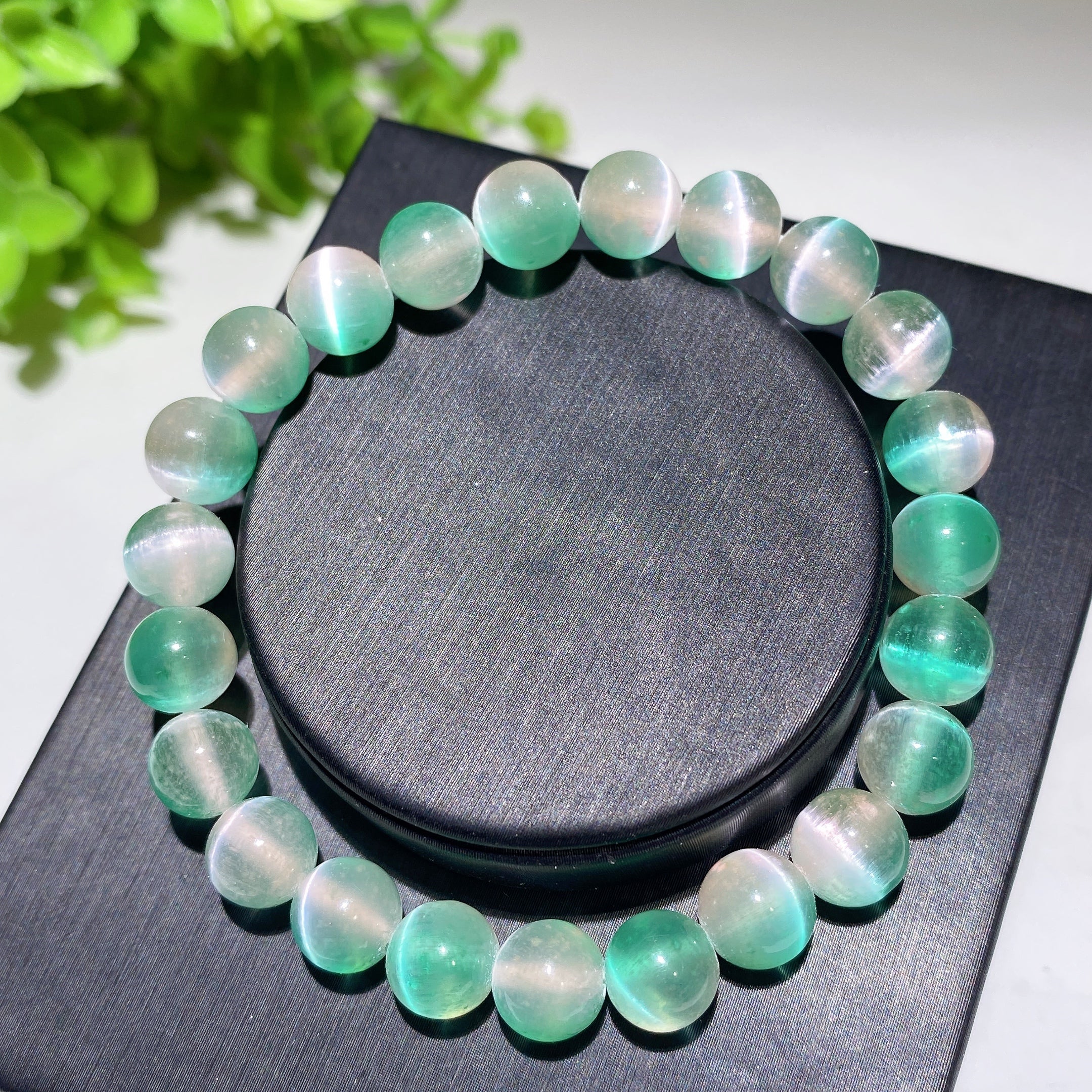 8mm Aura Selenite Spiritual Bracelet for Healing & Protection