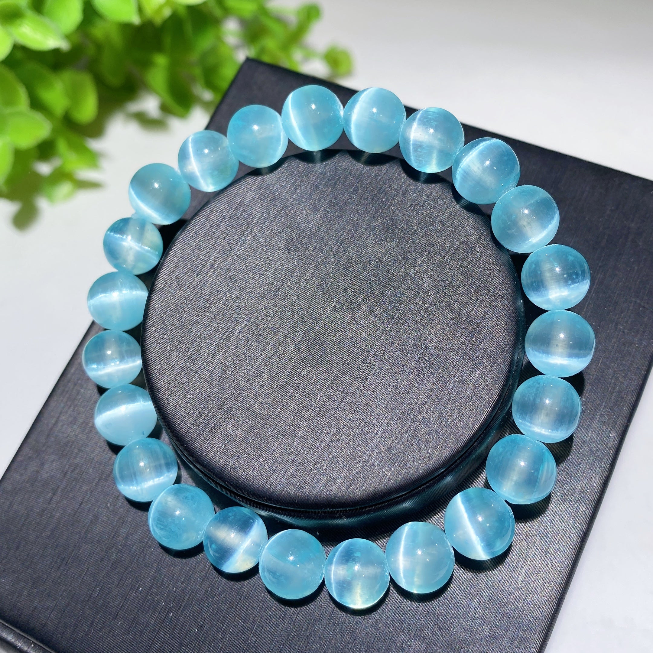 8mm Aura Selenite Spiritual Bracelet for Healing & Protection