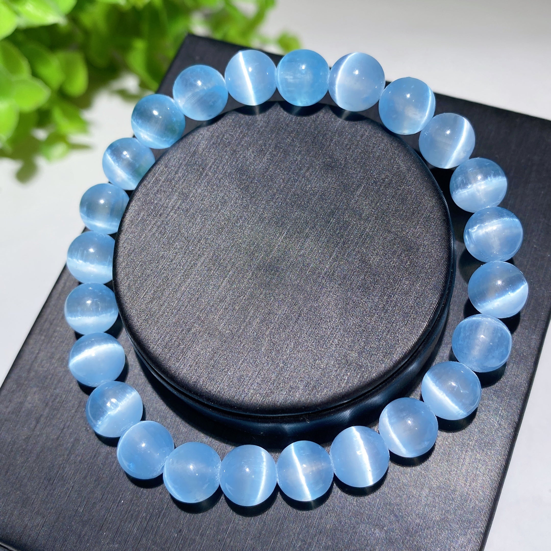 8mm Aura Selenite Spiritual Bracelet for Healing & Protection