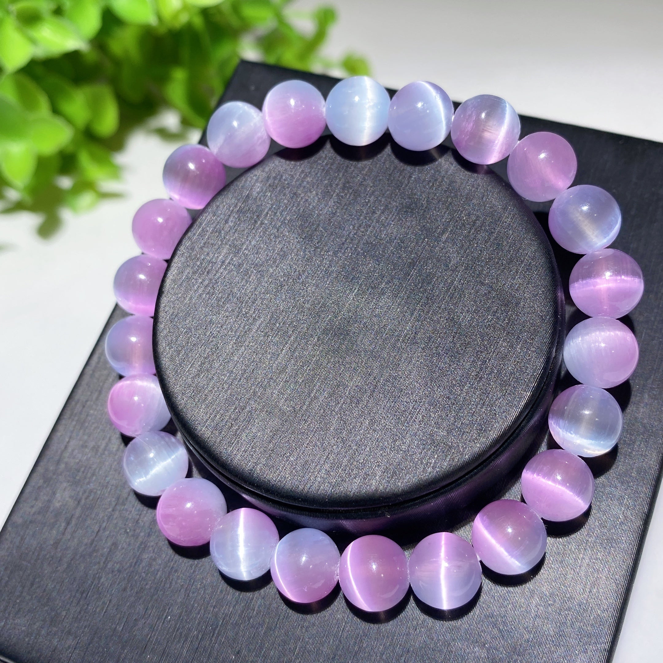 8mm Aura Selenite Spiritual Bracelet for Healing & Protection