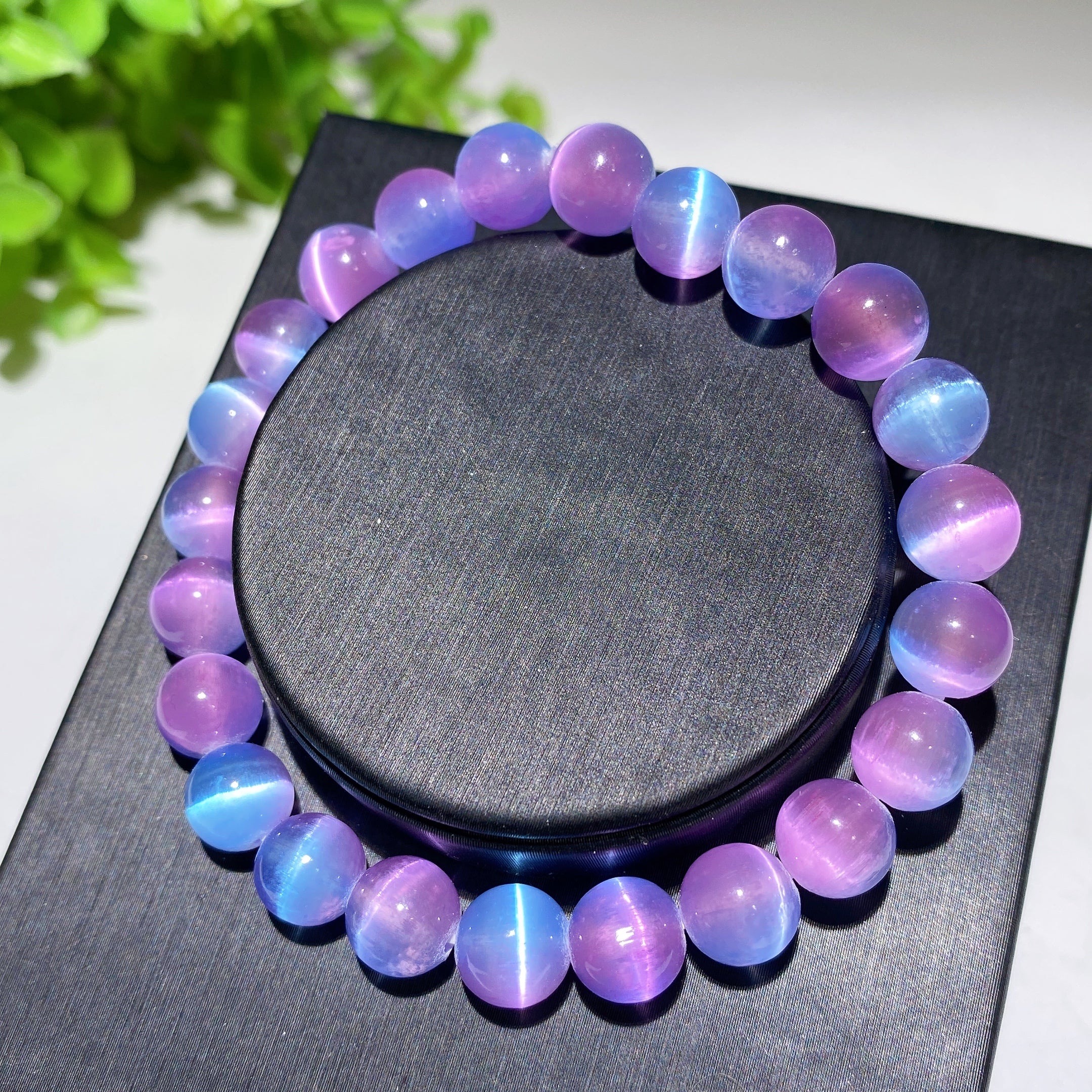 8mm Aura Selenite Spiritual Bracelet for Healing & Protection