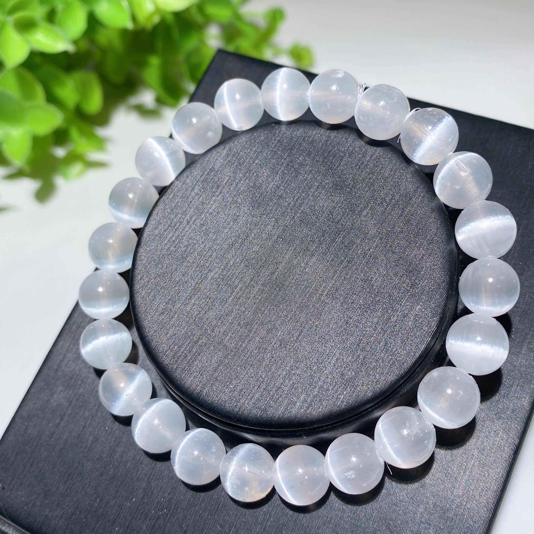 8mm Aura Selenite Spiritual Bracelet for Healing & Protection