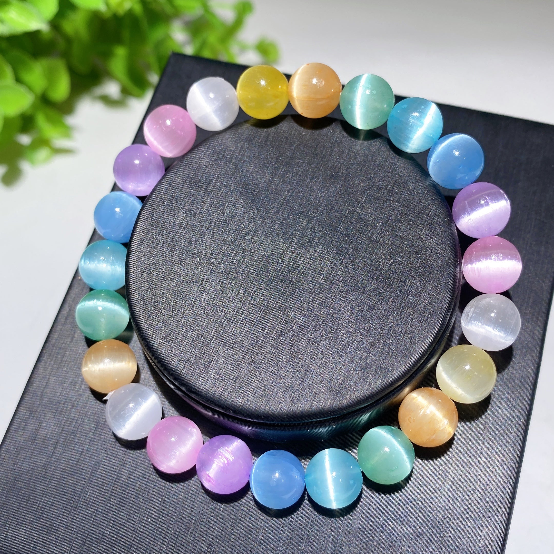 8mm Aura Selenite Spiritual Bracelet for Healing & Protection