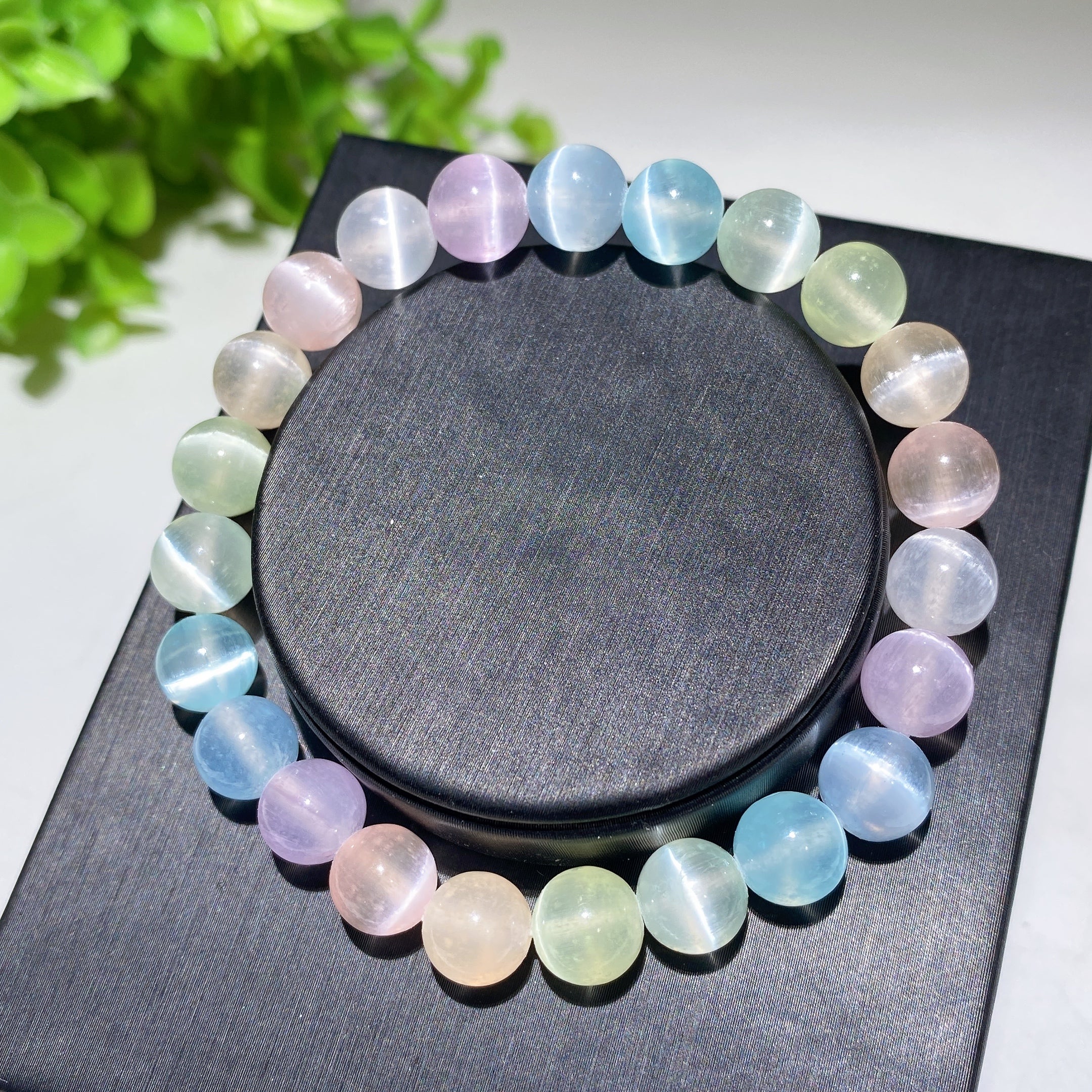 8mm Aura Selenite Spiritual Bracelet for Healing & Protection