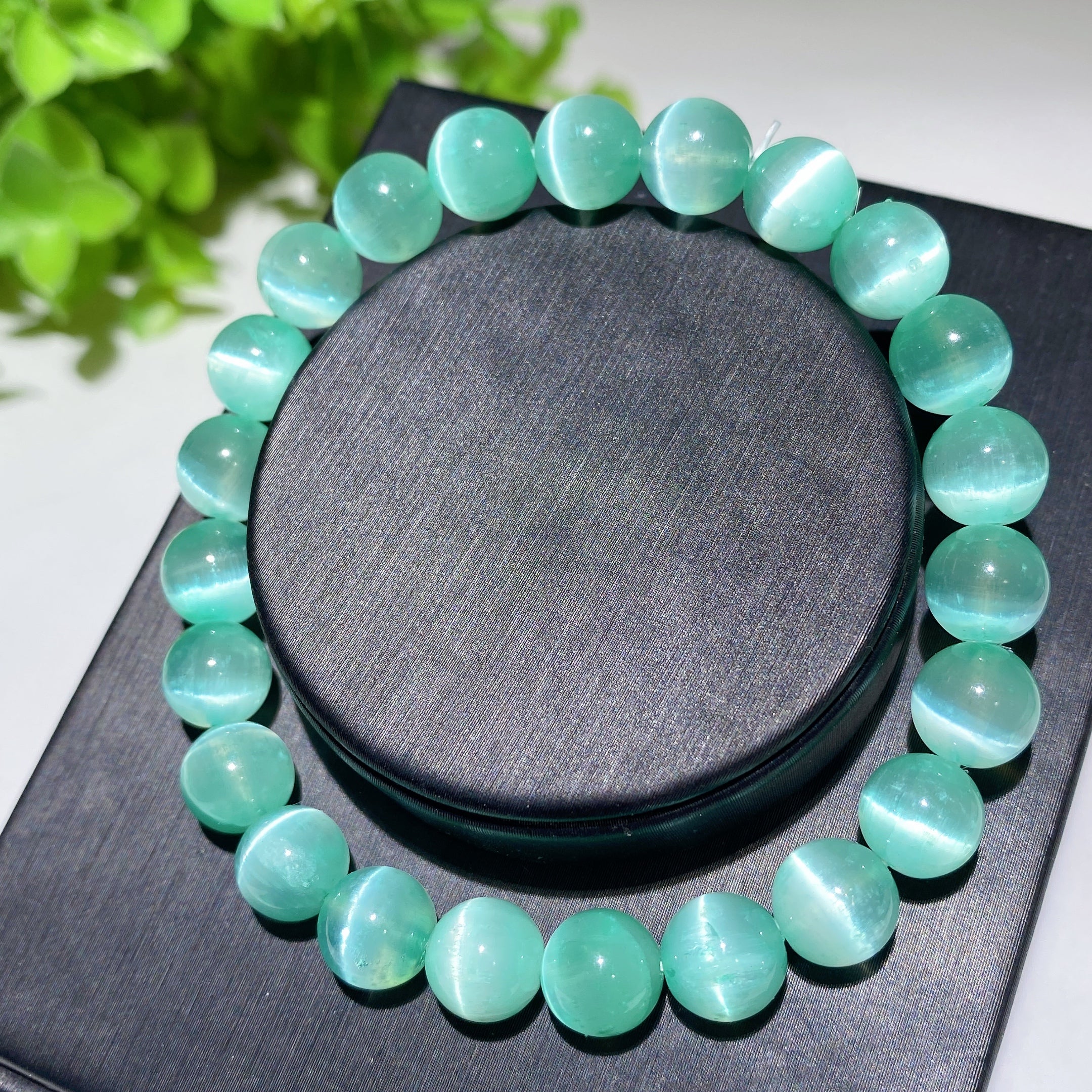 8mm Aura Selenite Spiritual Bracelet for Healing & Protection