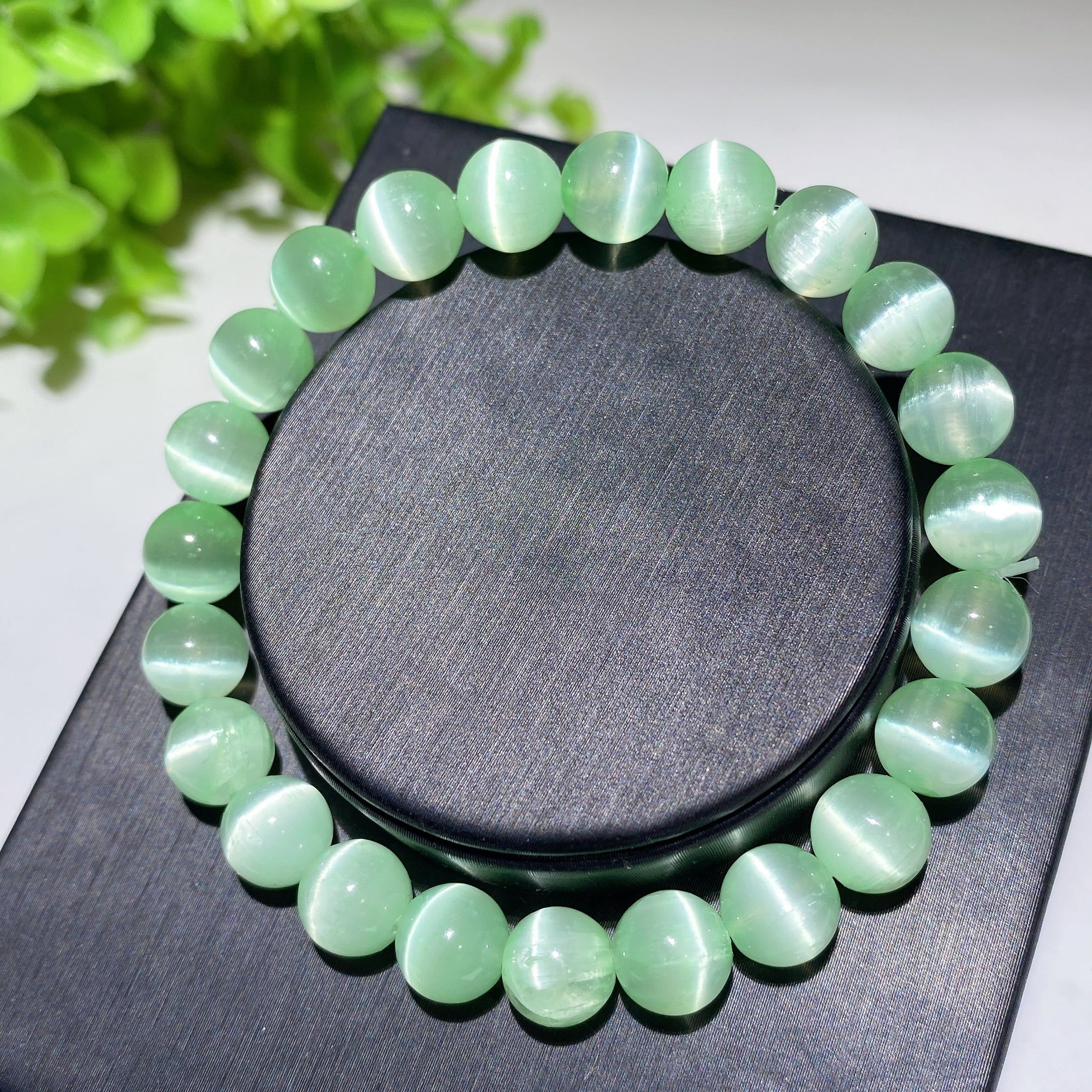 8mm Aura Selenite Spiritual Bracelet for Healing & Protection