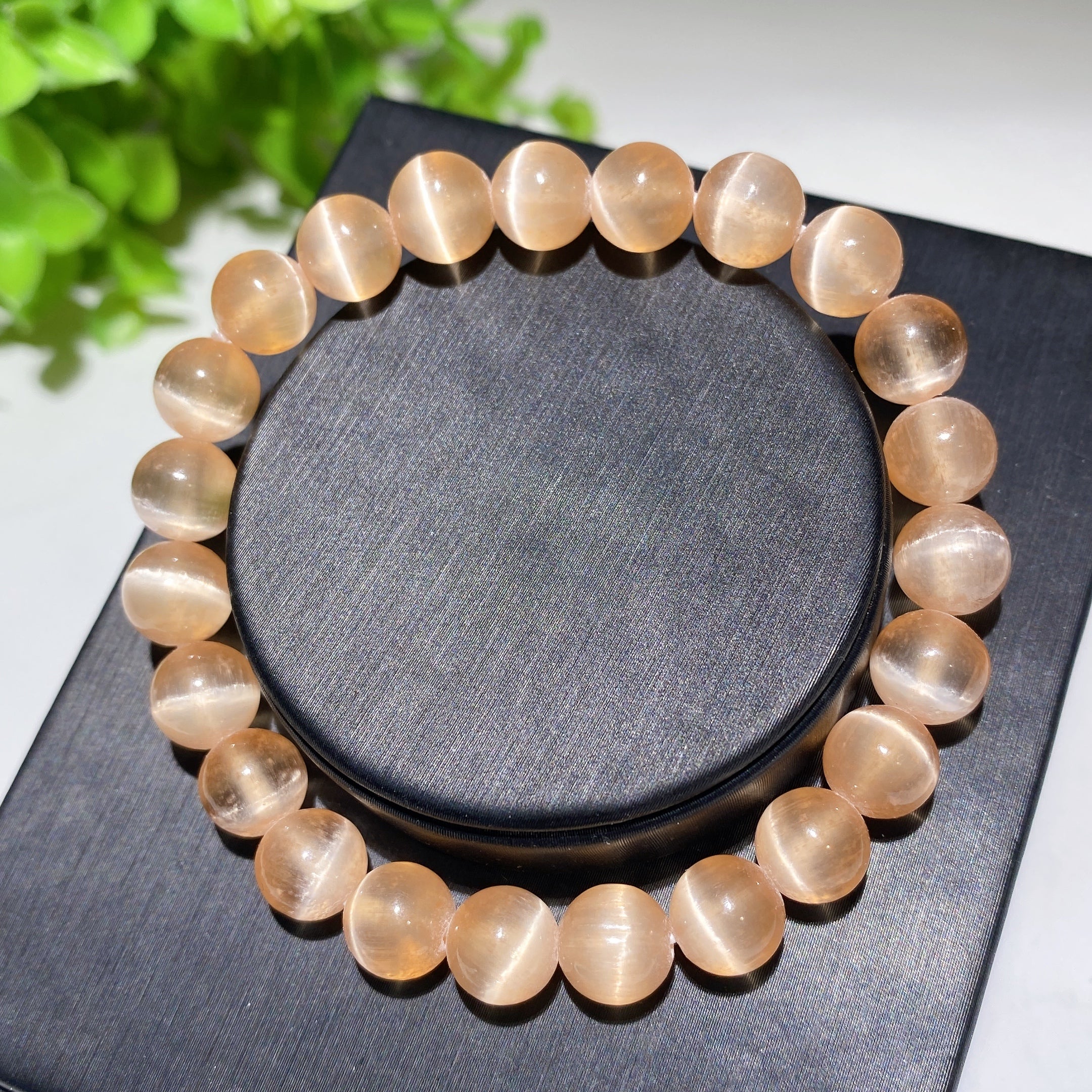 8mm Aura Selenite Spiritual Bracelet for Healing & Protection